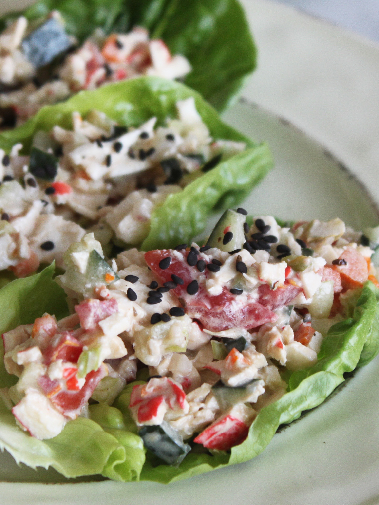 Surimi Tacos in Lettuce Leaves